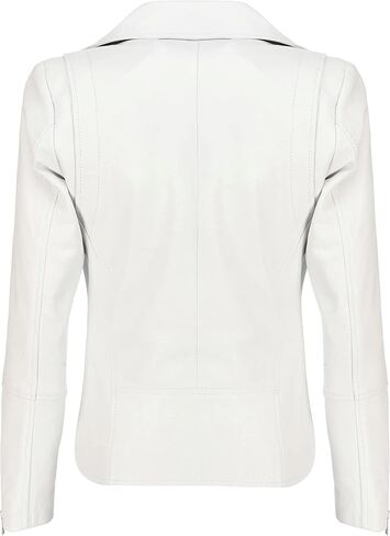 سترة نسائية غير متماثلة بسحاب من جلد الخراف الحقيقي للدراجات النارية - سترة نسائية كاجوال من الجلد لراكبي الدراجات النارية in Kuwait