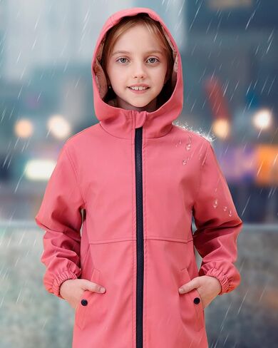 maoo garden Girls Rain Jackets Kids Waterproof Raincoat Lightweight Floral Lining Spring Windbreaker in Saudi Arabia