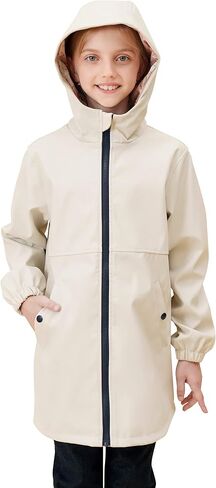 maoo garden Girls Rain Jackets Kids Waterproof Raincoat Lightweight Floral Lining Spring Windbreaker in Saudi Arabia