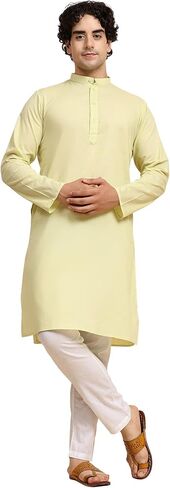 طقم بيجامة كورتا قطني للرجال من SKAVIJ، فستان يوجا هندي كاجوال in Kuwait