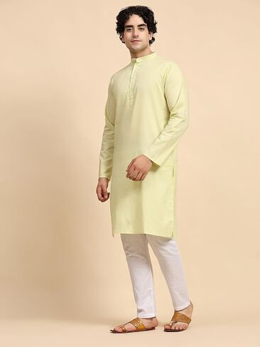 طقم بيجامة كورتا قطني للرجال من SKAVIJ، فستان يوجا هندي كاجوال in Kuwait