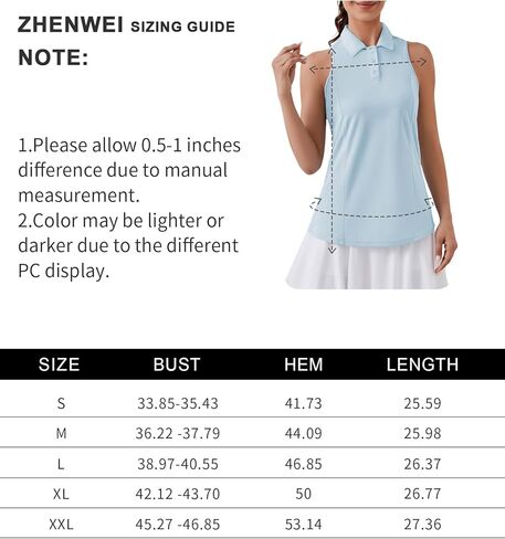 قمصان بولو جولف نسائية بدون أكمام من ZHENWEI، قمصان تنس سريعة الجفاف بعامل حماية من الأشعة فوق البنفسجية 50+، قمصان بدون أكمام من Racerback in Kuwait