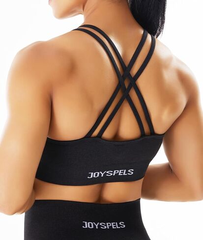 حمالة صدر رياضية بدون خياطة من JOYSPELS للنساء، حمالة صدر متقاطعة من الخلف للتمرين واللياقة البدنية واليوجا، دعم متوسط in Saudi Arabia