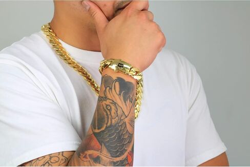 Nuragold 14k الذهب الأصفر 17mm رويال موناكو ميامي الكوبية ربط سلسلة سوار، مجوهرات رجالي يتوهم مربع المشبك 8 "8.5" 9" in Saudi Arabia