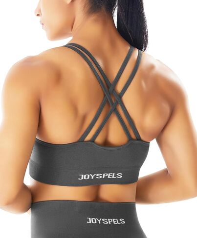 حمالة صدر رياضية بدون خياطة من JOYSPELS للنساء، حمالة صدر متقاطعة من الخلف للتمرين واللياقة البدنية واليوجا، دعم متوسط in Saudi Arabia