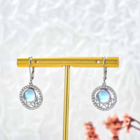 Moonstone Earrings 925 Sterling Silver Moonstone Dangle Earrings for Women Fine Jewelry Moonstone leverback Earrings Gifts For Women Girls in Kuwait