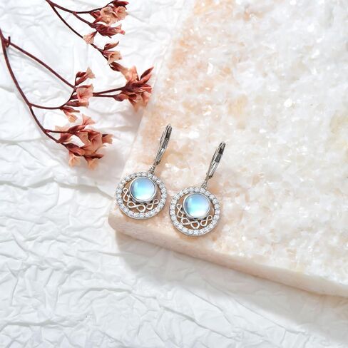 Moonstone Earrings 925 Sterling Silver Moonstone Dangle Earrings for Women Fine Jewelry Moonstone leverback Earrings Gifts For Women Girls in Kuwait
