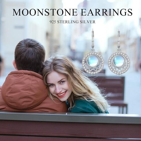 Moonstone Earrings 925 Sterling Silver Moonstone Dangle Earrings for Women Fine Jewelry Moonstone leverback Earrings Gifts For Women Girls in Kuwait