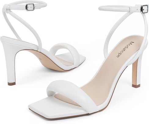 Womens Heels Open Toe Strappy High Heels Ankle Strap Heeled Sandals | Fashion Square Toe, Adjustable Strap, Womens Elegant Stiletto Heels for Weddings, Parties, Proms, Daily Wear in Saudi Arabia