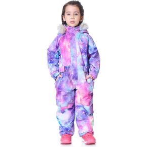 SNBOCON Kids Girls Boys Waterproof Colorful One Piece Snowsuits Coveralls Ski Suits Jackets Winter Jumpsuits
