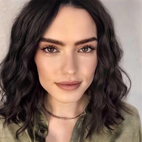 Stamped Glorious Short Curly Wig for Women Bob Wig Synthetic Shoulder Length Wavy Wigs for Daily Party Cosplay Use (Black,14 inch)