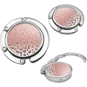 QWTGIUN Pink Leopard Printr Purse Hanger Purse Hook for Table Foldable Handbag Storage Folding Decor Table Hook in Kuwait