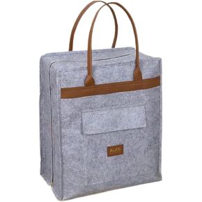 Sanpiero Travel Shoe Bags with Leather Handle, Shoe Storage Organizer Travel Luggage Bag Zipper Shoe Tote Bag Shoe Bag Portable Shoe Organizer for Men and Women Grey in Saudi Arabia