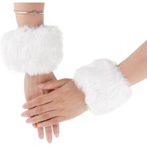 1 Pair Winter Wrist Cuff Warmers Faux Fur Wrist Cuffs Arm Leg Warmers Winter Boot Cuffs Warm Band Ring For Women in Saudi Arabia