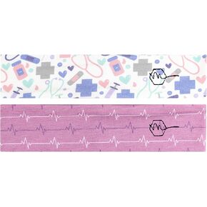 Maven Thread Women's Headband 2'' Wide Yoga Running Exercise Sports Workout Athletic Gym Wide Sweat Wicking Stretchy No Slip 2 Pack Set Nurse Medical Doctor Nightingale in Kuwait