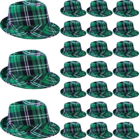 Silicherry 24 Pcs St. Patrick's Day Hat Bulk Irish Party Plaid Fabric Hat St Patricks Day Party Cap Bulk Unisex Hat Gifts for Women Men Irish Parade Party Supplies Costume Accessories in Saudi Arabia