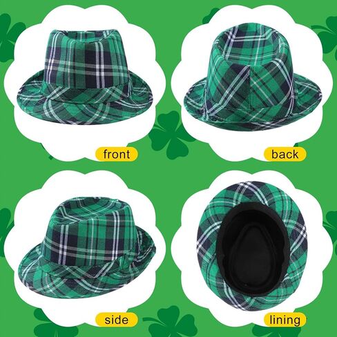 Silicherry 24 Pcs St. Patrick's Day Hat Bulk Irish Party Plaid Fabric Hat St Patricks Day Party Cap Bulk Unisex Hat Gifts for Women Men Irish Parade Party Supplies Costume Accessories in Saudi Arabia