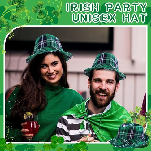 Silicherry 24 Pcs St. Patrick's Day Hat Bulk Irish Party Plaid Fabric Hat St Patricks Day Party Cap Bulk Unisex Hat Gifts for Women Men Irish Parade Party Supplies Costume Accessories in Saudi Arabia