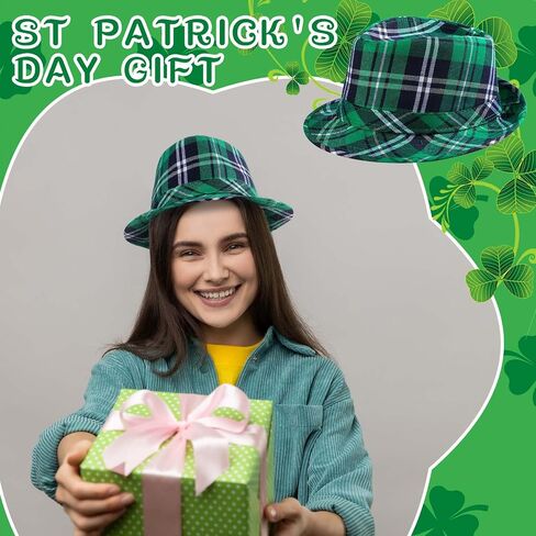 Silicherry 24 Pcs St. Patrick's Day Hat Bulk Irish Party Plaid Fabric Hat St Patricks Day Party Cap Bulk Unisex Hat Gifts for Women Men Irish Parade Party Supplies Costume Accessories in Saudi Arabia
