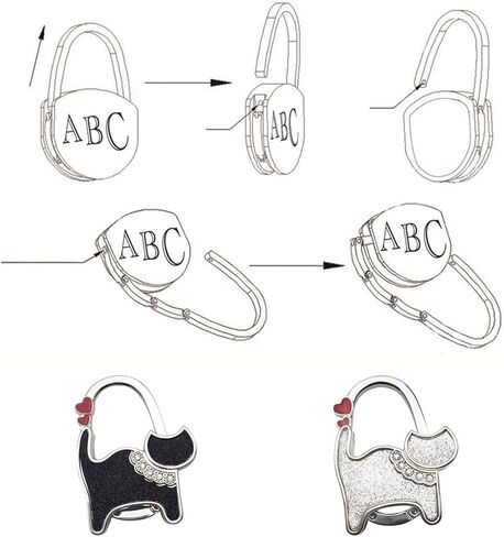 خطاف محفظة على شكل قطة للطاولة قابل للطي، شماعة حقيبة يد وحقيبة يد ومحفظة معدنية على شكل قطة in Kuwait