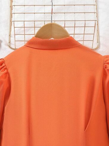 SweatyRocks Girl's Pleated Long Flounce Sleeve Collar Button Down Blouses Casual Solid Flared Hem Shirt Tops in Saudi Arabia