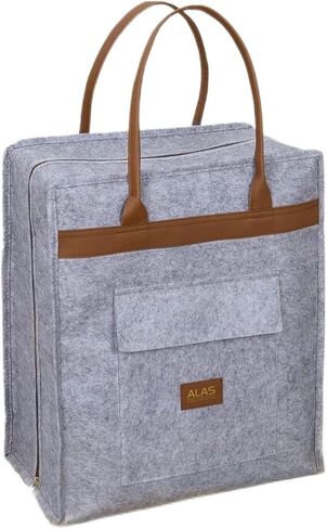 Sanpiero Travel Shoe Bags with Leather Handle, Shoe Storage Organizer Travel Luggage Bag Zipper Shoe Tote Bag Shoe Bag Portable Shoe Organizer for Men and Women Grey in Saudi Arabia