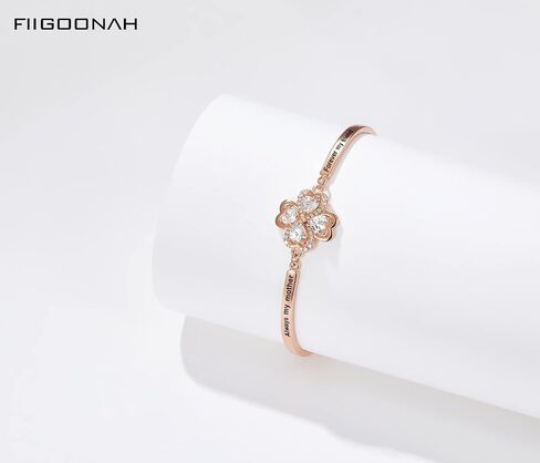 FIIGOONAH Christmas Day Gift, Engraved ‘Always My Mother/Daughter/Sister Forever My Friend’ 4 Leaf Clover Bangle Bracelet, Women Girl Jewelry Birthday Anniversary Xmas Present from Brother Son Dad Mom in Saudi Arabia