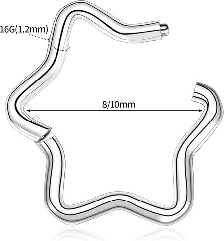 PEAKLINK 16G مجوهرات الحاجز الحاجز الفرس الدائري Daith الأقراط 316L الجراحية الصلب الأنف حلقة هوب يتوقف الجزء سلس الفرس الدائري الرخ أقراط محارة اللولب الزنمة ثقب المجوهرات 8 مم 10 مم in Saudi Arabia
