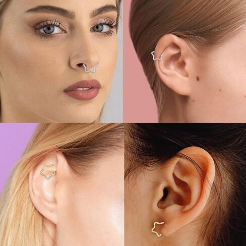 PEAKLINK 16G مجوهرات الحاجز الحاجز الفرس الدائري Daith الأقراط 316L الجراحية الصلب الأنف حلقة هوب يتوقف الجزء سلس الفرس الدائري الرخ أقراط محارة اللولب الزنمة ثقب المجوهرات 8 مم 10 مم in Saudi Arabia