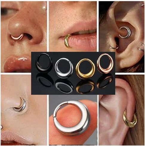 Yrogcu الأنف الدائري الشفاه خواتم الحاجز الفرس: 8G 10G 12G14G 16G 18G 20G Dia.6mm 8mm 10mm 12mm 14mm 16mm متمحور ثقب الأنف هوب الدائري النائم القرط اللولب روك محارة الغضروف Daith الزنمة أقراط الأنف ثقب المجوهرات in Saudi Arabia