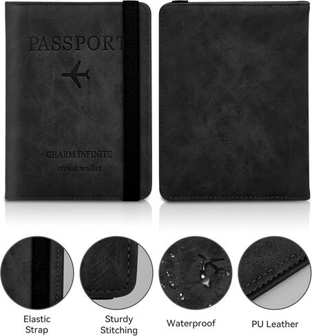 محفظة بغطاء حامل جواز السفر للرجال والنساء، أساسيات السفر يجب أن تمتلكها، مقاومة للماء، فتحات بطاقة RFID، حافظة جلدية لجواز السفر، محفظة سفر in Kuwait