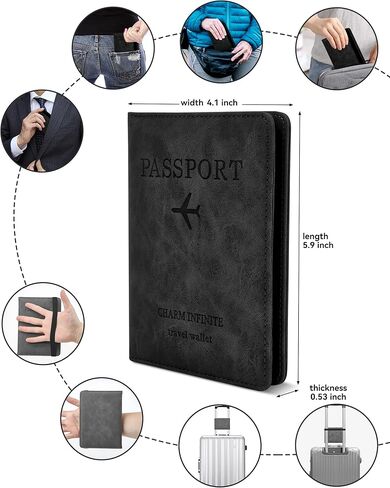 محفظة بغطاء حامل جواز السفر للرجال والنساء، أساسيات السفر يجب أن تمتلكها، مقاومة للماء، فتحات بطاقة RFID، حافظة جلدية لجواز السفر، محفظة سفر in Kuwait