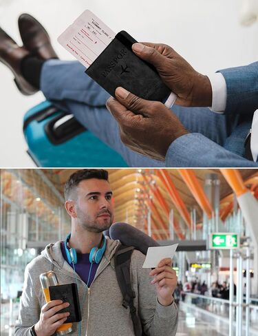 محفظة بغطاء حامل جواز السفر للرجال والنساء، أساسيات السفر يجب أن تمتلكها، مقاومة للماء، فتحات بطاقة RFID، حافظة جلدية لجواز السفر، محفظة سفر in Kuwait