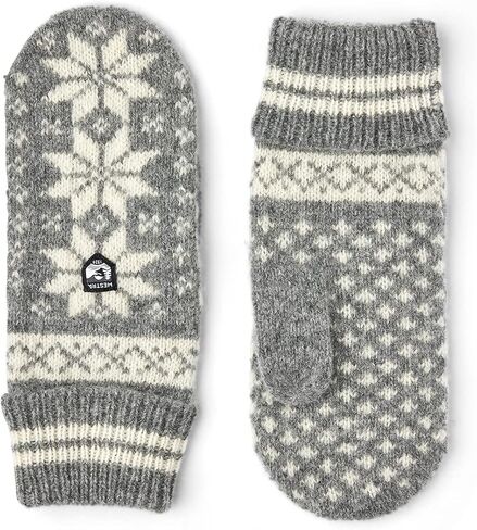Hestra Unisex Isvik Wool Mitt, Knitted MIttens with Snowflake Design, Cold Weather & Everyday Wear for Men & Women in Kuwait