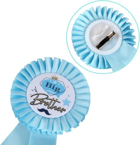 دبابيس شارة صفيح من قماش الساتان بتصميم الاخ الكبير، شريط لجائزة عيد ميلاد الاولاد، وردة استقبال المولود الجديد، دبوس بروش لتزيين حفلات اعياد الميلاد للاولاد - ازرق سماوي in Kuwait