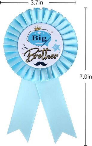 دبابيس شارة صفيح من قماش الساتان بتصميم الاخ الكبير، شريط لجائزة عيد ميلاد الاولاد، وردة استقبال المولود الجديد، دبوس بروش لتزيين حفلات اعياد الميلاد للاولاد - ازرق سماوي in Kuwait