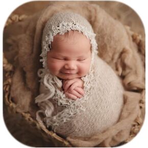 Newborn Photography Props Lace Trim Hat Wrap Props (White) | Fringe Lace Bonnet & Hollow Out Layer for Baby Boys Girls Photoshoot, Infant Photography Knit Costume for Newborn Sessions in Saudi Arabia