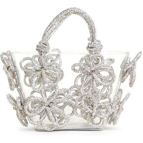 Clear Rhinestone Handbag for Women Crystal Evening Purses with Handle Glitter Handbag for Wedding Cocktail Party Prom Gift
