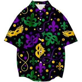 LMYOVE Hawaiian Shirts for Men Summer Casual Floral Printed Aloha Shirt Short Sleeve Button Down Shirt Beach Top