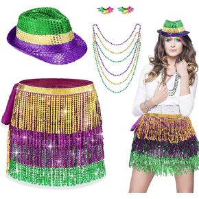 كامدوك ماردي غرا الزي زي الملحقات، ماردي غرا الترتر قبعة ريشة بوا عقال شرابة تنورة لحزب ماردي غرا in Kuwait