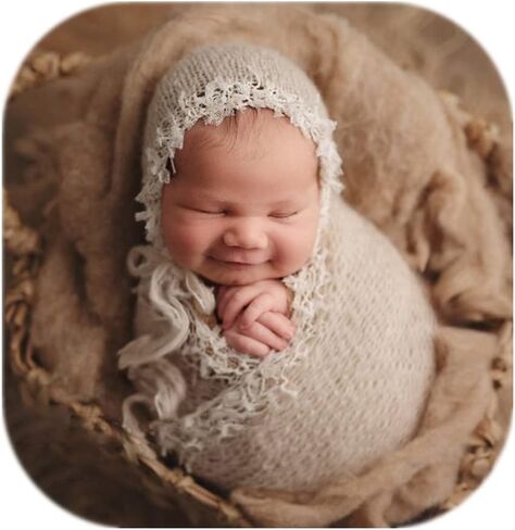 Newborn Photography Props Lace Trim Hat Wrap Props (White) | Fringe Lace Bonnet & Hollow Out Layer for Baby Boys Girls Photoshoot, Infant Photography Knit Costume for Newborn Sessions in Saudi Arabia