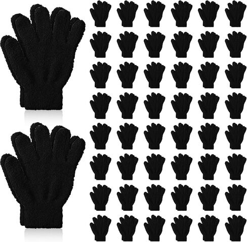 Sureio 50 Pairs Kids Gloves Bulk, Winter Fleece Gloves Warm Fluffy Stretchy for Outdoors Playing, Warm Gloves for Kids in Saudi Arabia