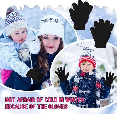 Sureio 50 Pairs Kids Gloves Bulk, Winter Fleece Gloves Warm Fluffy Stretchy for Outdoors Playing, Warm Gloves for Kids in Saudi Arabia