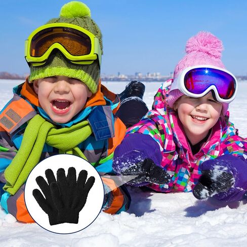 Sureio 50 Pairs Kids Gloves Bulk, Winter Fleece Gloves Warm Fluffy Stretchy for Outdoors Playing, Warm Gloves for Kids in Saudi Arabia