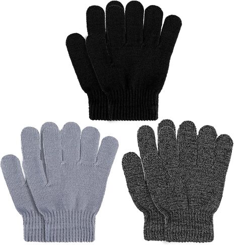 DIVINA VITAE 3 Pairs Kids Winter Gloves Thick Warm Knitted Gloves Kid's Winter Magic Gloves Children Cold Weather Gloves Toddler Stretchy Full Finger Gloves for Boys Girls Knitted Gloves in Saudi Arabia