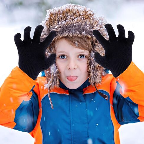 DIVINA VITAE 3 Pairs Kids Winter Gloves Thick Warm Knitted Gloves Kid's Winter Magic Gloves Children Cold Weather Gloves Toddler Stretchy Full Finger Gloves for Boys Girls Knitted Gloves in Saudi Arabia