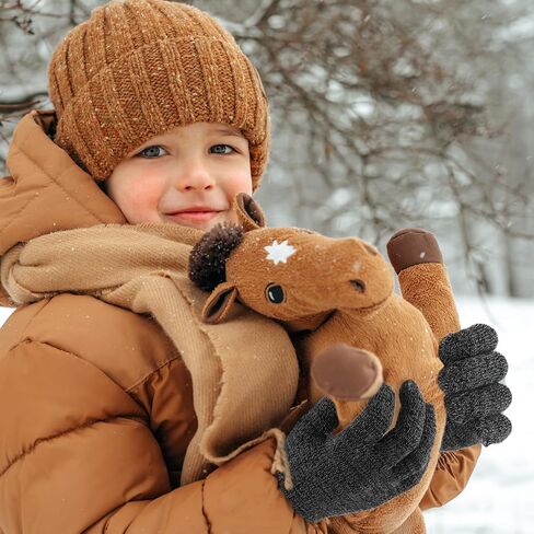 DIVINA VITAE 3 Pairs Kids Winter Gloves Thick Warm Knitted Gloves Kid's Winter Magic Gloves Children Cold Weather Gloves Toddler Stretchy Full Finger Gloves for Boys Girls Knitted Gloves in Saudi Arabia