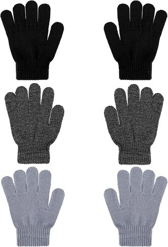 DIVINA VITAE 3 Pairs Kids Winter Gloves Thick Warm Knitted Gloves Kid's Winter Magic Gloves Children Cold Weather Gloves Toddler Stretchy Full Finger Gloves for Boys Girls Knitted Gloves in Saudi Arabia