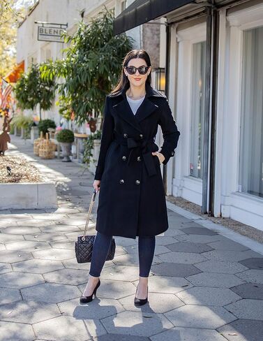 ACECOZY Women's Superior 100% Wool Trench Coat, Classy Long Wool Coat with Belt in Saudi Arabia