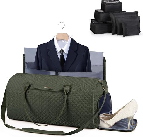 LekeSpring Garment Bags with 6 Set Packing Cubes, Garment Convertible Weekender Bag for Women, Large Carry On Garment Bags for Travel, Duffle Bag Garment Bag Gifts Black Color in Saudi Arabia
